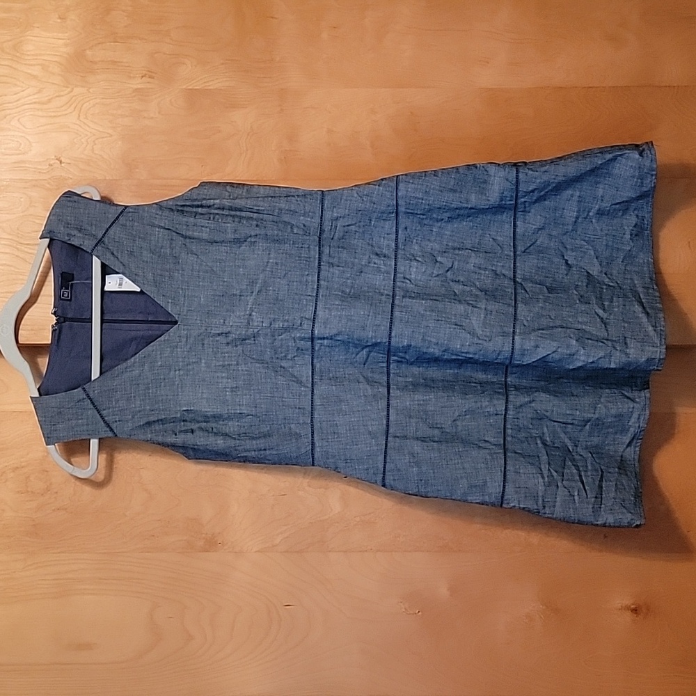 Gap Cotton Sleeveless Blue Chambray Dress